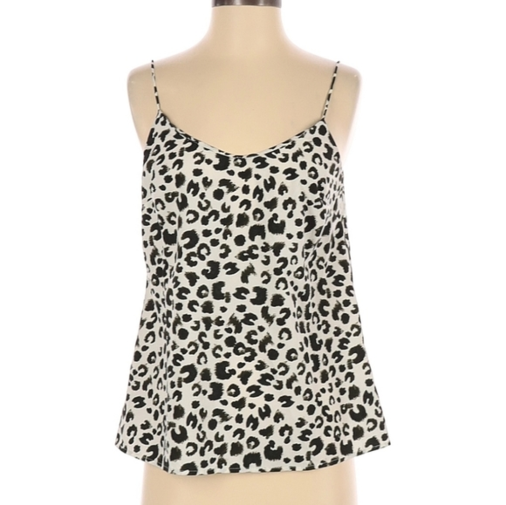 Merona black animal print tank top Small Silky Blouse Shirt Leopard southwest.
